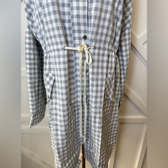 NWT English Factory Grey And White Gingham Checkered Balloon Sleeve Jacket Sz L - Picture 5 of 11